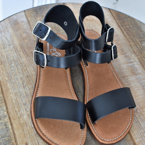 NEW! BOS. & CO Mid Top Black Sandal Shoes ITALIAN - Picture 3 of 8